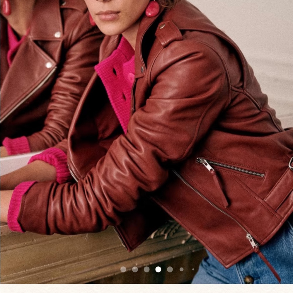 Sézane “Zig” Jacket – Burgundy Leather